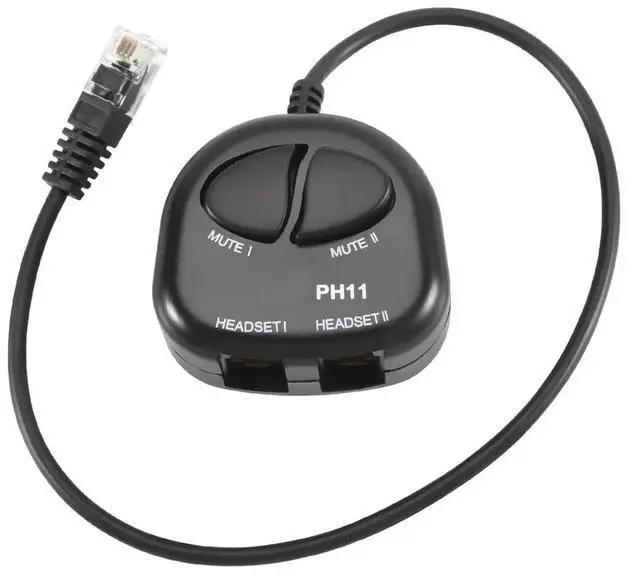 Alt view image 2 of 3 - TWO Mute Switch Training Adapter Dual RJ9 Sockets to RJ9 Headset Male Plug for Call Center Headset Training Adapter 4P4C
