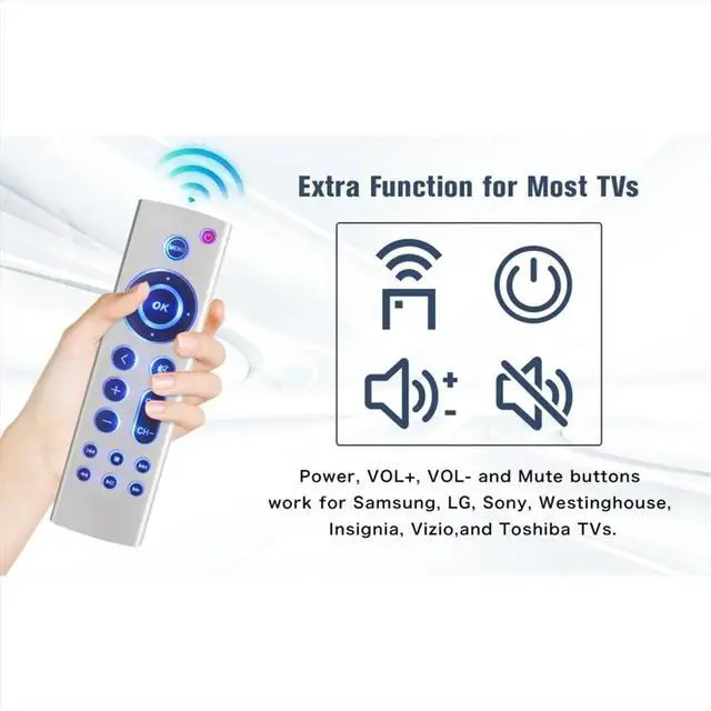 Main image of 2pcs Universal Replacement Remote for TV 4K/ 2 3 4/ HD A2843 A2737 A2169,No Voice No with Blue Backlight