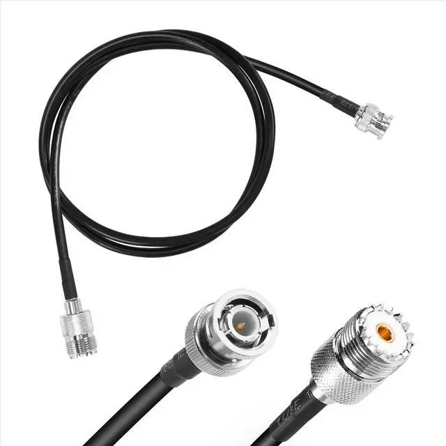 Alt view image 3 of 3 - UHF VHF Radio coaxial antenna cable BNC male to UHF SO239 RG-58u MILSPEC Coax Mobile to Base Antenna 3 ft