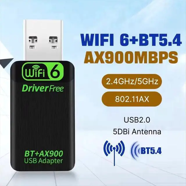 Alt view image 3 of 3 - 6 AX900 USB Adapter Bluetooth 5.4 Network Card Dual Band 2.4G&5GHz Network Card for Win10/11 Driver Free