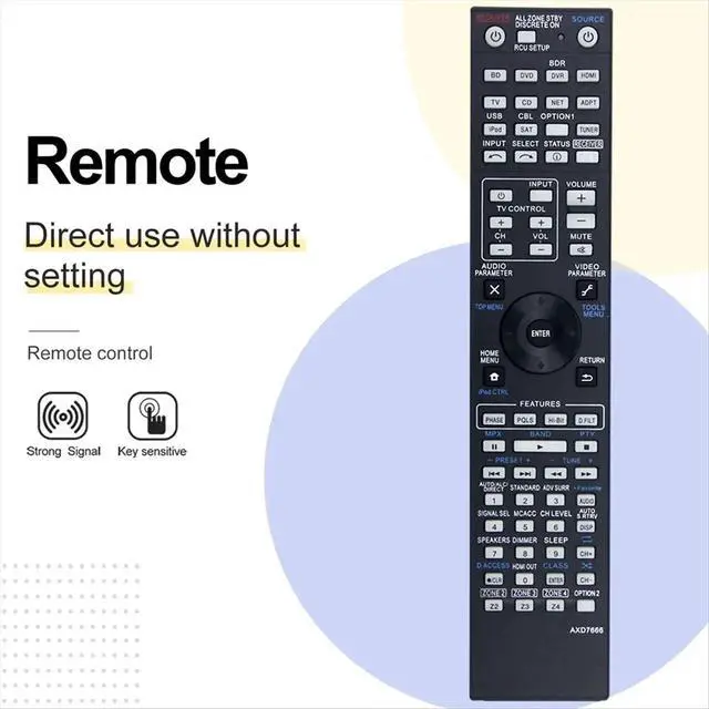 Alt view image 3 of 3 - Replace AXD7666 Remote Control for SC-61 SC-63 SC-1227 SC-1227-K AV Receiver