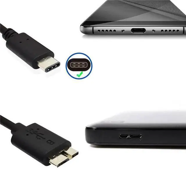 Alt view image 3 of 3 - 4X Hard Drive Cable,USB 3.1 Type-C Male To USB 3.0 Micro-B Male Data Cable For Tablet Phone