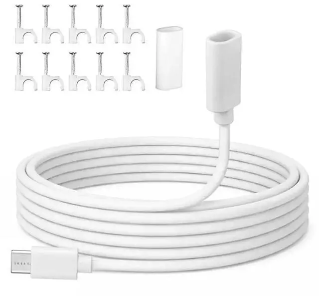 Main image of Waterproof Case Included USB C Extension Cable, USB C Male To Female Extender Cord With Clips For Ring Pan-Tilt Indoor Cam