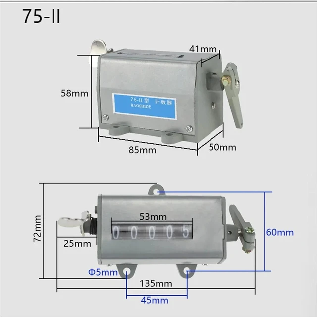 Main image of 75-I 5-Digit Mechanical Manual Counter for Punching Machines Rotation Type Industrial Revolution Counter AC220V