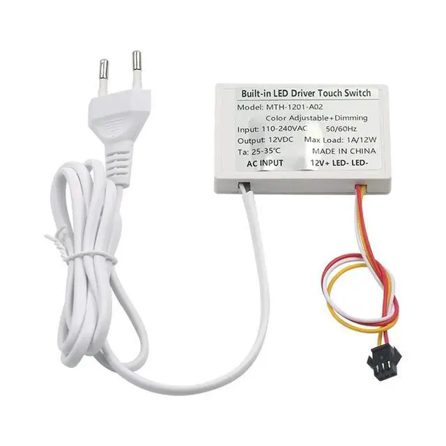 Alt view image 2 of 3 - AC110V-240V Mirror Touch Sensor Switch 1-5mm Mirror 12V LED Light Touch Switch High Sensitivity Double EU Plug