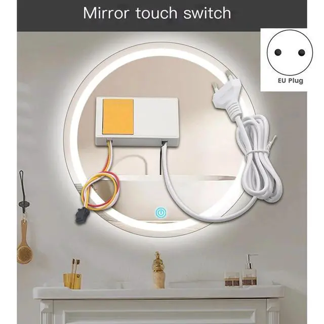 Alt view image 3 of 3 - AC110V-240V Mirror Touch Sensor Switch 1-5mm Mirror 12V LED Light Touch Switch High Sensitivity Double EU Plug