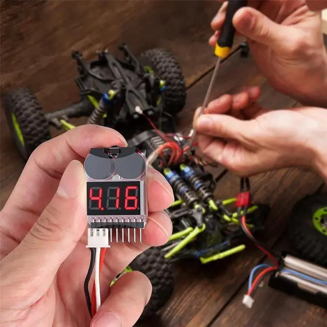 Main image of 5PCS 2 In1 1-8S Lipo Voltage Tester, RC Low Voltage Buzzer Alarm, Monitor Checker Tester for Lipo/Li-Ion