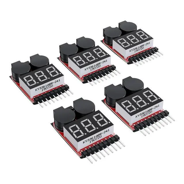 Alt view image 2 of 6 - 5PCS 2 In1 1-8S Lipo Voltage Tester, RC Low Voltage Buzzer Alarm, Monitor Checker Tester for Lipo/Li-Ion