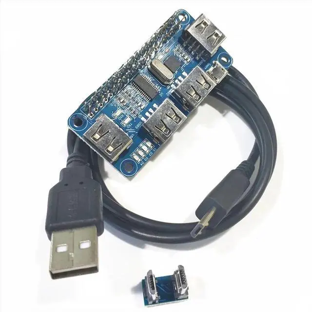 Alt view image 2 of 6 - 4 Ports USB HUB HAT for 3 / 2 / Zero W Extension Board USB to UART for Serial Debugging