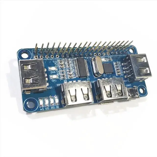 Alt view image 3 of 6 - 4 Ports USB HUB HAT for 3 / 2 / Zero W Extension Board USB to UART for Serial Debugging