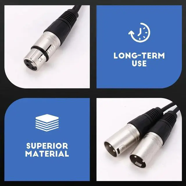 Main image of 3pin XLR FEMALE jack to dual 2 MALE plug Y SPLITTER cable adaptor 1 ft cord