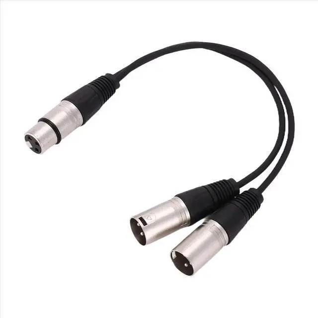 Alt view image 2 of 3 - 3pin XLR FEMALE jack to dual 2 MALE plug Y SPLITTER cable adaptor 1 ft cord