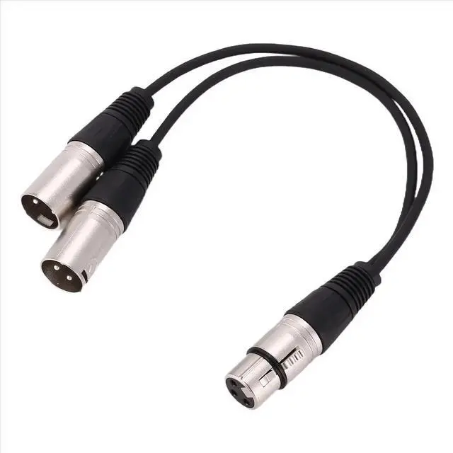 Alt view image 3 of 3 - 3pin XLR FEMALE jack to dual 2 MALE plug Y SPLITTER cable adaptor 1 ft cord