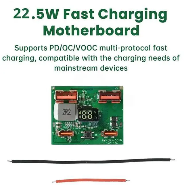 Main image of 22.5W Fast Charging Module Lithium DIY Mobile Power Control Motherboard Power Bank DIY Kit Supports PD QC VOOC