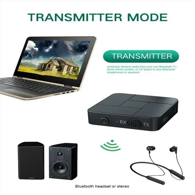 Alt view image 2 of 3 - 2 in 1 Bluetooth 5.0 Transmitter Receiver Low Latency Audio Adapter for TV Smartphones Laptops Headsets
