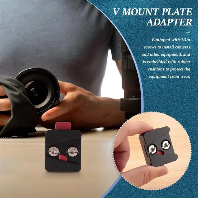 Alt view image 2 of 6 - 1/4 Universal V Mount Quick Release Plate Adapter Accessories Single Base for All Ptz and Camera Black