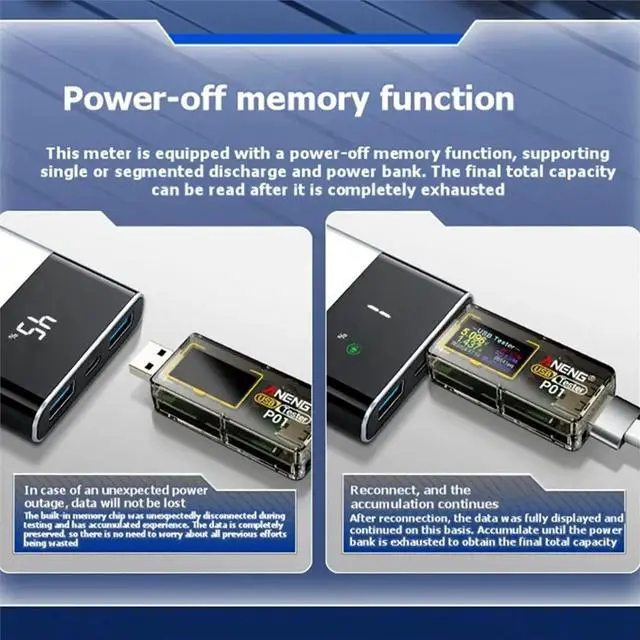 Main image of USB Voltage and Current Meter Type C Multifunction Fast Charging Tester for Mobile Phone Charger Capacity Testing