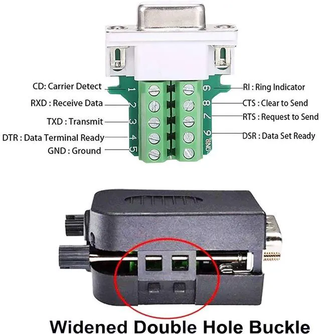 Main image of DB9 Solderless RS232 D-SUB Serial to 9Pin Port Terminal Male Female Adapter Connector Breakout Board (2-Male+2-Female)