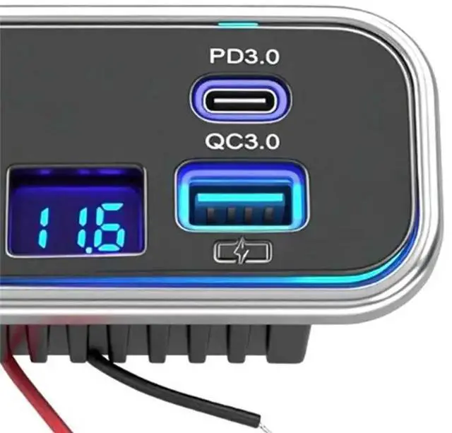 Alt view image 2 of 6 - Quad-Port 12V USB Outlet RV Panel PD3.0 20W & QC3.018W Car USB Port For Marine Caravan