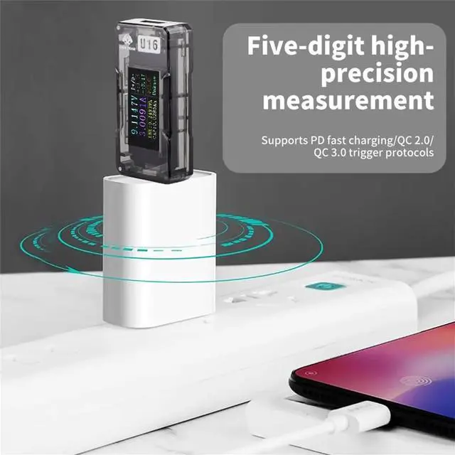 Alt view image 3 of 6 - IPS HD Screen USB Tester Voltmeter Ammeter TYPE-C PD/QC2.0/QC3.0 Fast Charge Detection Voltage Current Capacity Tester A
