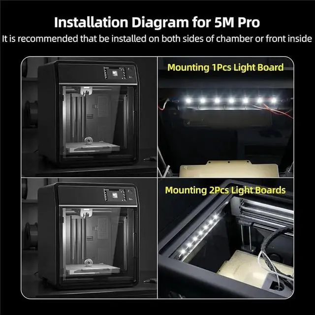 Alt view image 2 of 3 - 24V LED Light Board for Adventurer 5M/5M Pro/AD5X, 7 Beads, Cold White, Boosts Chamber Brightness