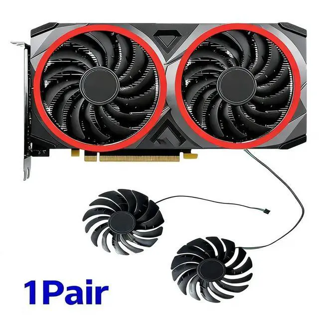 Alt view image 3 of 6 - Video Card Fan for 3070 3060 3060Ti VENTUS 2X OC 95mm PLD10010S12HH GPU Cooling Fan Replacement