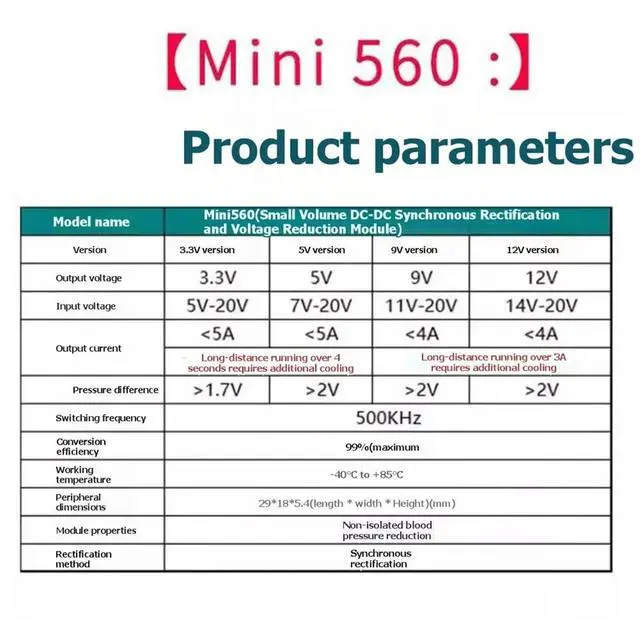 Alt view image 3 of 6 - 10PCS Mini560 DC-DC Converter 5A Voltage Regulator Stabilized Power Supply for Various Applications 12V