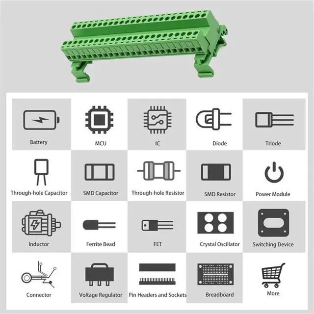 Alt view image 3 of 6 - 24P Complete DIN Rail Terminal Set/DIN Rail Terminal Block 2EDG--5.08mm Solderless Plug-in Type