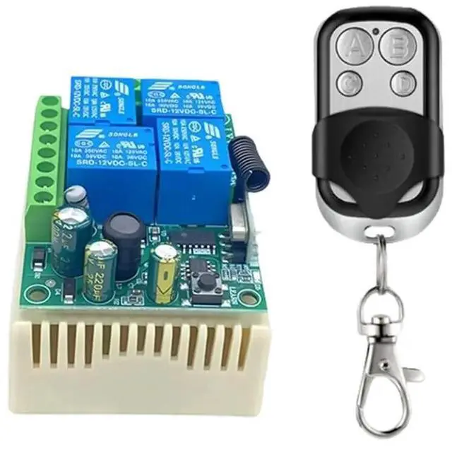 Main image of AC220V 433Mhz For Universal Remote Control 4CH RF Relay Receiver 1 Transmitter For Garage Door Control