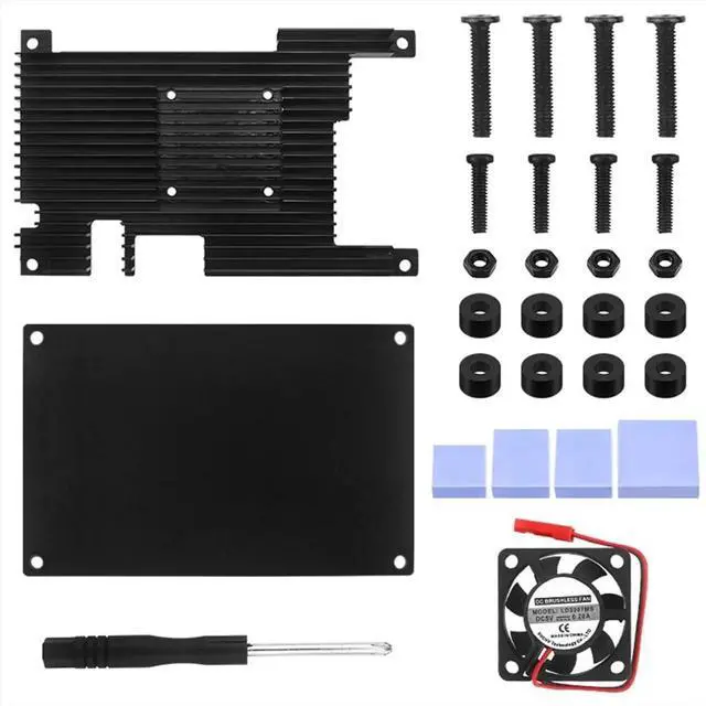 Alt view image 3 of 3 - For 5 / 5B Aluminum Alloy Case Active & Passive Metal Cooling Enclouse with Fan Heat Sinks Protection