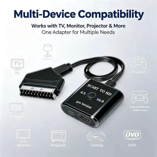 Alt view image 2 of 3 - 1080P SCART To HDTV Converter Video Audio Adapter AV Signal Adapter For HD TV DVD HDTV