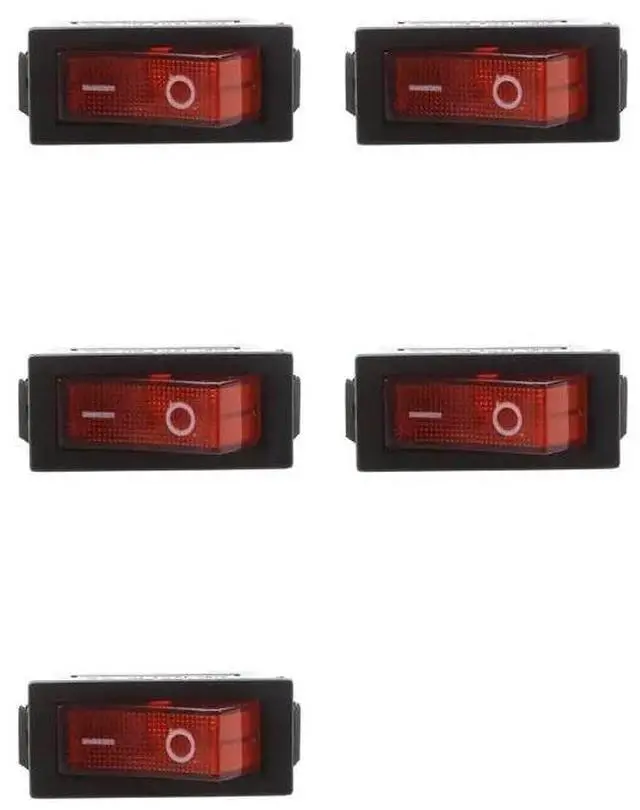 Main image of AC 16A/250V 20A/125V Red Light Illuminated On Off SPST Boat Rocker Switch X 25 Pcs