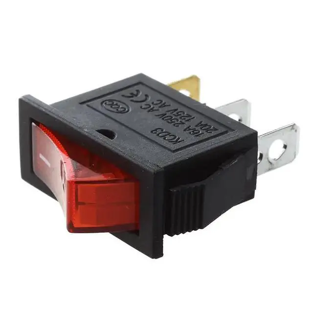 Alt view image 2 of 3 - AC 16A/250V 20A/125V Red Light Illuminated On Off SPST Boat Rocker Switch X 25 Pcs
