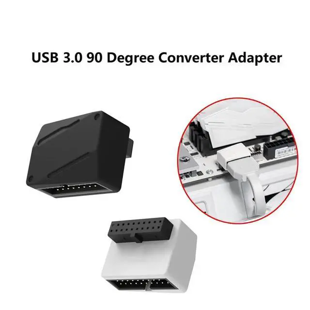Alt view image 2 of 3 - USB 3.2 Gen1 19Pin 90 Degree Internal Header Adapter USB 3.0 Male to Female Converter for Front Panel USB-A, RVS, Black