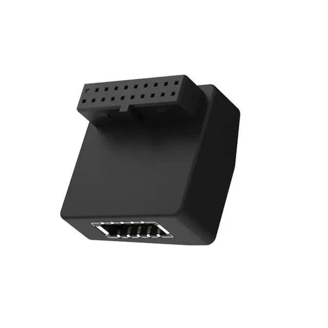 Alt view image 3 of 3 - USB 3.2 Gen1 19Pin 90 Degree Internal Header Adapter USB 3.0 Male to Female Converter for Front Panel USB-A, RVS, Black