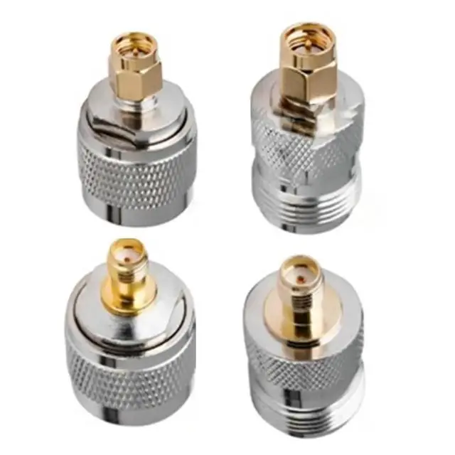 Alt view image 3 of 3 - 4Packs SMA-N Coaxial Connector Gold Plated Copper Coaxial Adapter for Low-Loss Wi-Fi Antenna Extension Cables