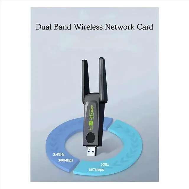 Alt view image 3 of 3 - 1300Mbps USB3.0 Adaptateur Double Bande 2.4G 5Ghz Sans Dongle Antenne USB Ethernet Carte Adapter