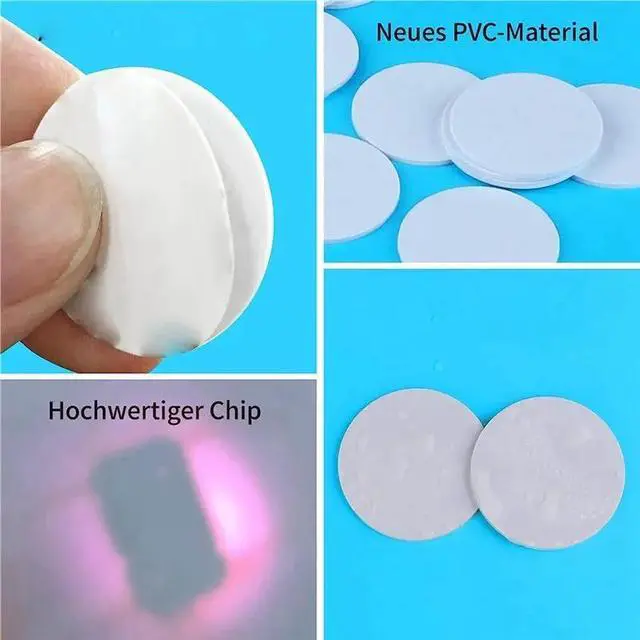 Alt view image 2 of 3 - 100 PCS Ntag215 Tags Coin Cards, Blank Rewritable PVC 215 Tag Round 25Mm / 1 Inch RFID Card