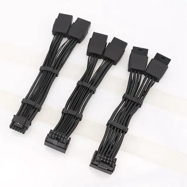 Main image of GPU RTX4090 RTX4080 Series 16AWG 2x8pin PCI-E to 16Pin (12+4) PCI-E 5.0 12VHPWR Connector 90-Degree Elbow 2X8PM