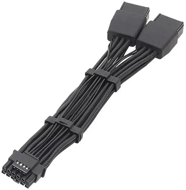 Alt view image 2 of 3 - GPU RTX4090 RTX4080 Series 16AWG 2x8pin PCI-E to 16Pin (12+4) PCI-E 5.0 12VHPWR Connector 90-Degree Elbow 2X8PM