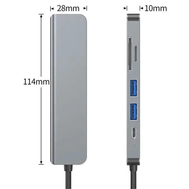 Alt view image 3 of 3 - 6 Ports USB C Hub to 4K -Compatible PD Fast Charge USB 3.0 2.0 HUB Type C Charging Docking for PC Laptop