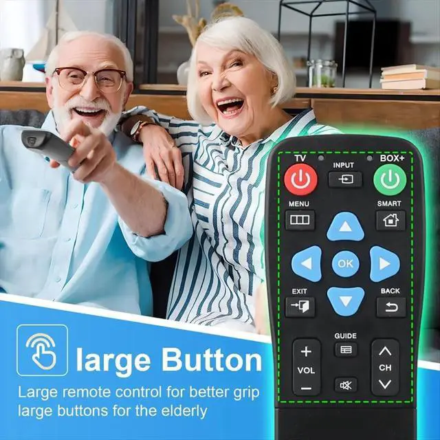 Alt view image 3 of 3 - Universal Remote for Seniors, Elderly - Big Button, 2-Device Control, Learning Functions, TV, DVD, Streaming