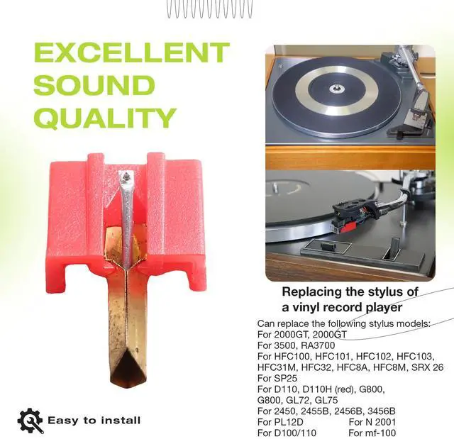 Main image of Turntable Stylus Replace For Tenorel N2001 D For Pioneer PL-12D For Goldring D100 110 Gramophone Turntable Stylus Kit