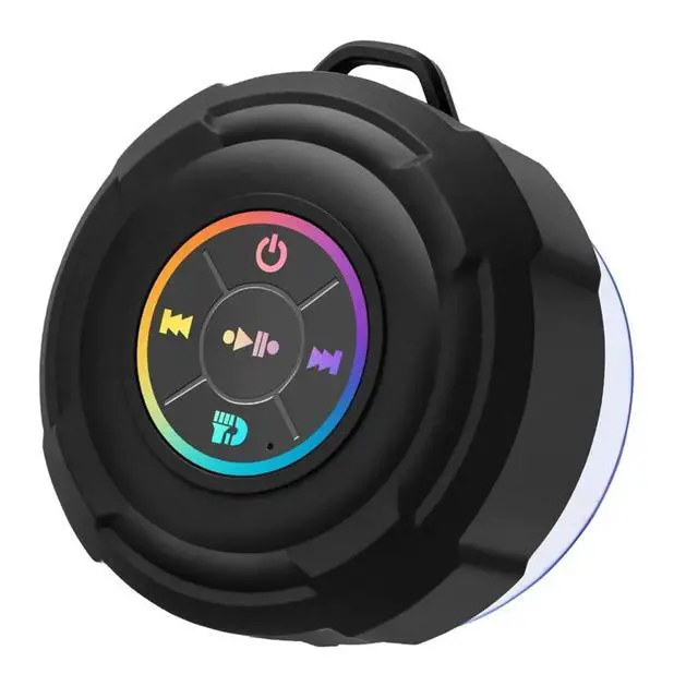 Alt view image 3 of 3 - Speaker Suction Cup Waterproof LED Light Speaker Shower Speaker for Outdoor Camping Beach Pool Black