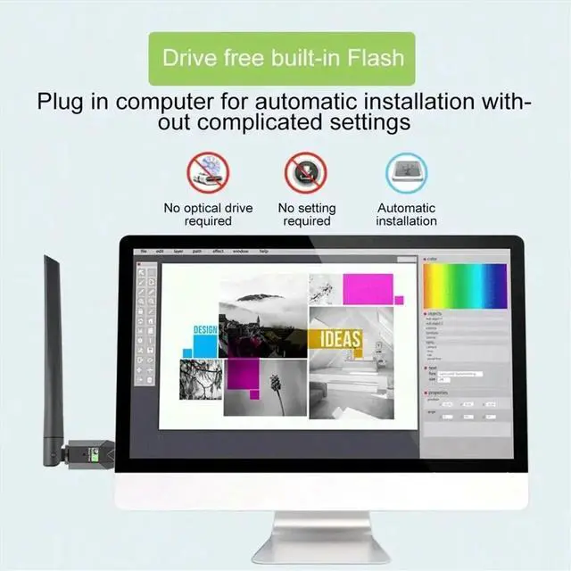 Alt view image 2 of 3 - 600Mbps USB Bluetooth 5.0 Adapter 2.4G 5GHz Wi-Fi Antenna Dual Band 802.11ac Mini Network Card Receiver