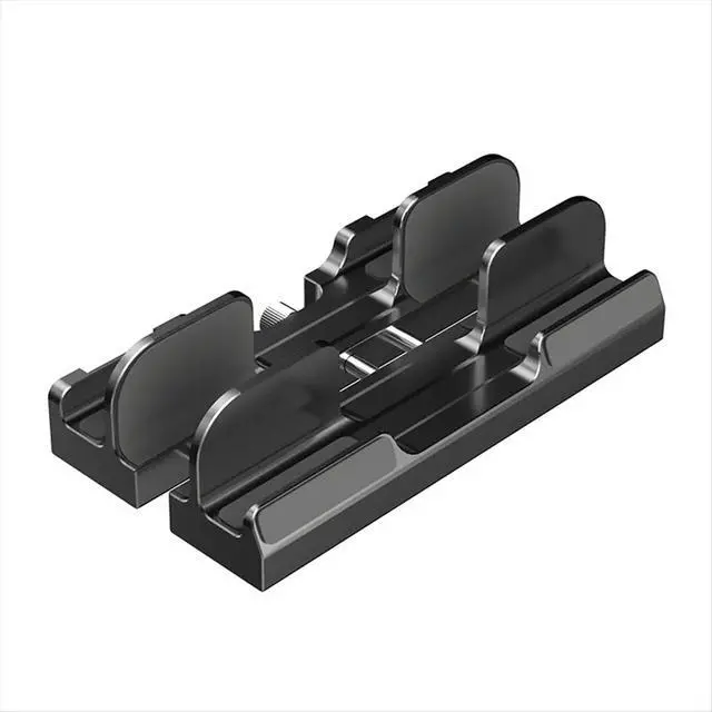 Alt view image 2 of 3 - Adjustable Vertical Laptop Stand Holder - 3-Slot Padded Stand for 16Inch Laptops, Enhanced Stability Black