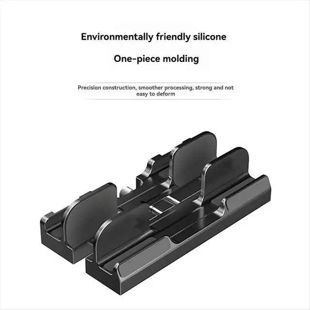 Alt view image 3 of 3 - Adjustable Vertical Laptop Stand Holder - 3-Slot Padded Stand for 16Inch Laptops, Enhanced Stability Black