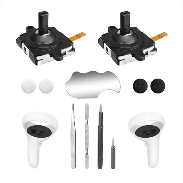 Alt view image 2 of 3 - 11 in 1 VR Joystick Replacement Kit for Controller VR Handle Repair Kit with Thumbstick Grips for