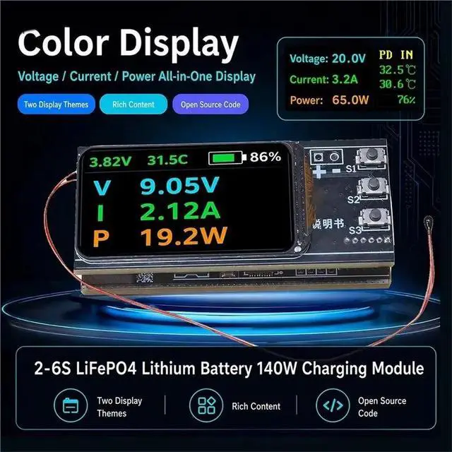 Alt view image 2 of 3 - IDUD For DIY Power Bank 140W Fast Charging Module Featuring IP2366 Chip Adjustable Output Of 65W/100W/140W