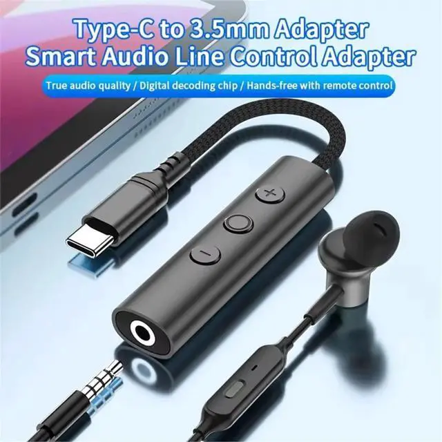 Alt view image 2 of 3 - Digital Typec to 3.5mm Audio Converter Headphone Jack Adapter Plug and Play Line Control Voice Adapter Cable